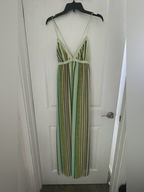 JFW Striped Green Maxi Dress sz M